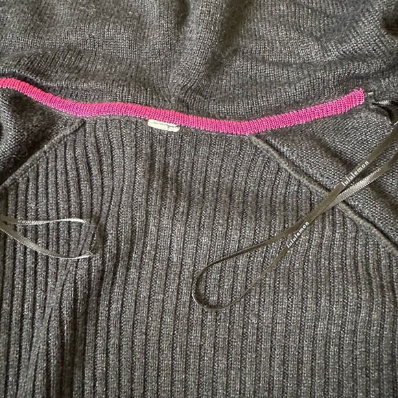 LULULEMON Peace Of Mind Wrap Cardigan Sweater Knit Hooded Heathered Black - Picture 10 of 11